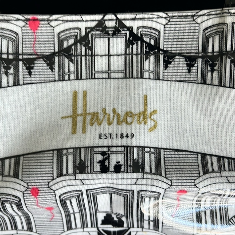 Harrods London PVC tote bag pink balloons black white store front zipper 14x12 - Picture 2 of 16